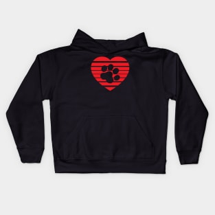 Cat Paw Heart Valentine - Red Kids Hoodie